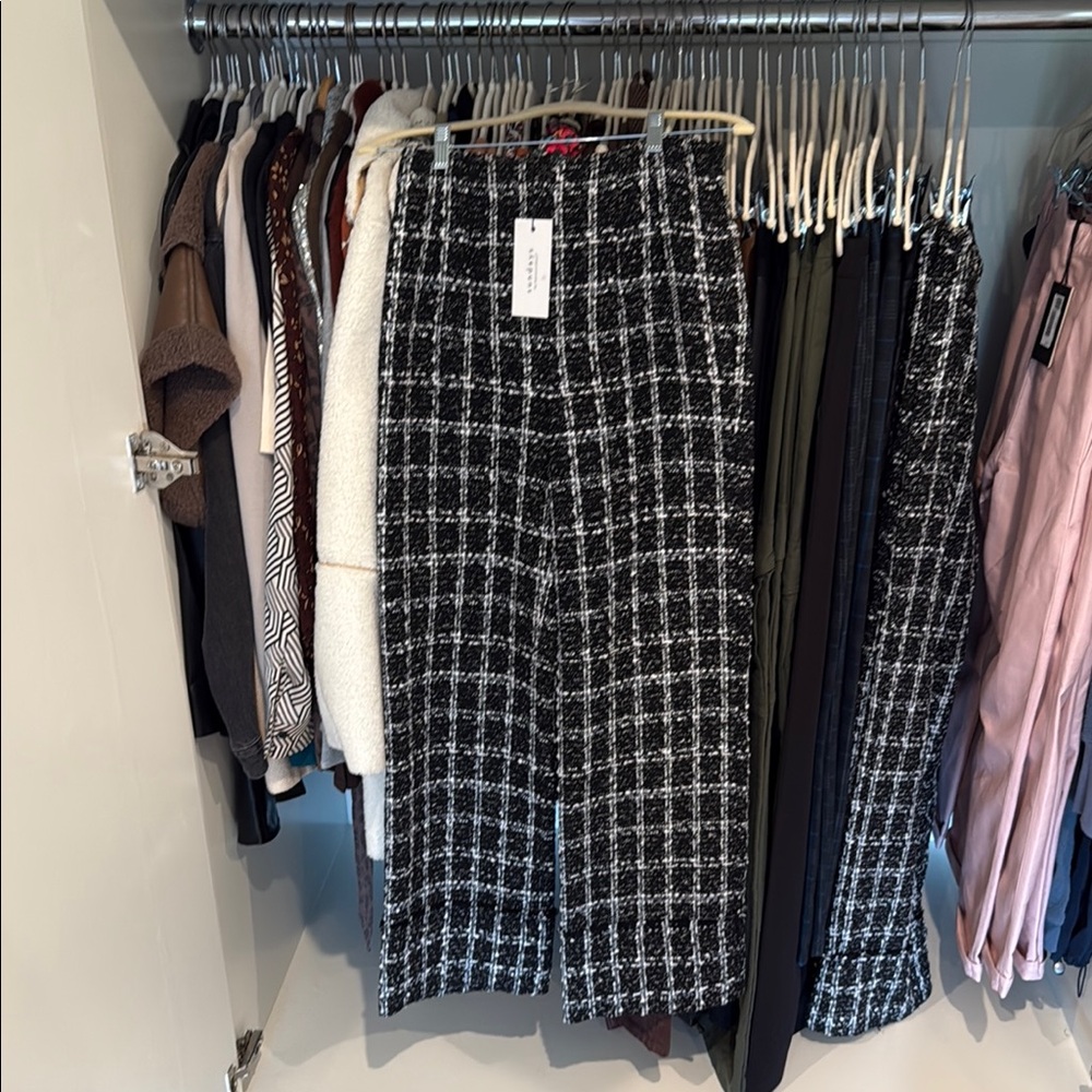 Sundays Black and White Textured Tweed Pants